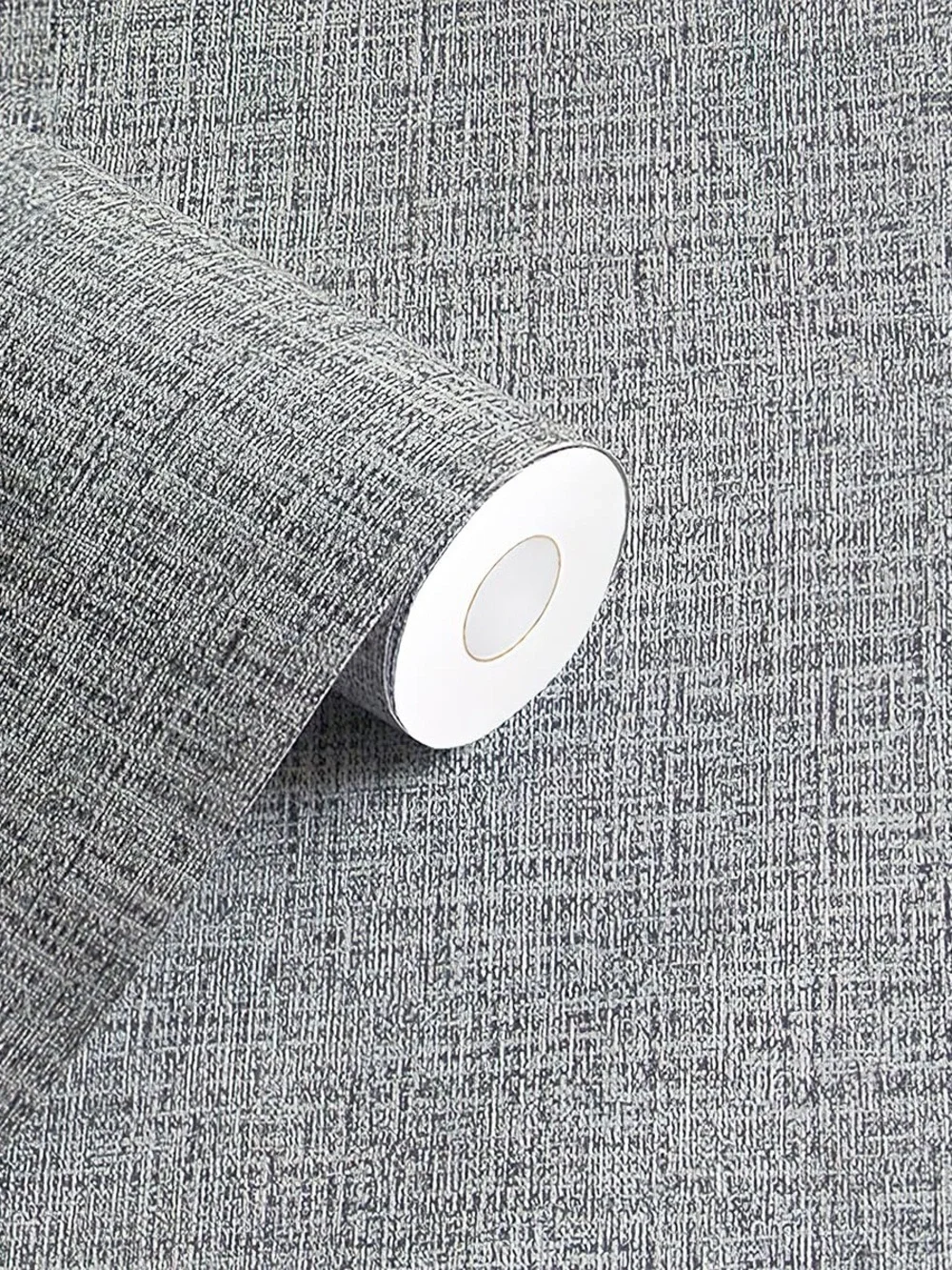 Neutral Gray Textured Vinyl Wallpaper - Subtle Linen Effect